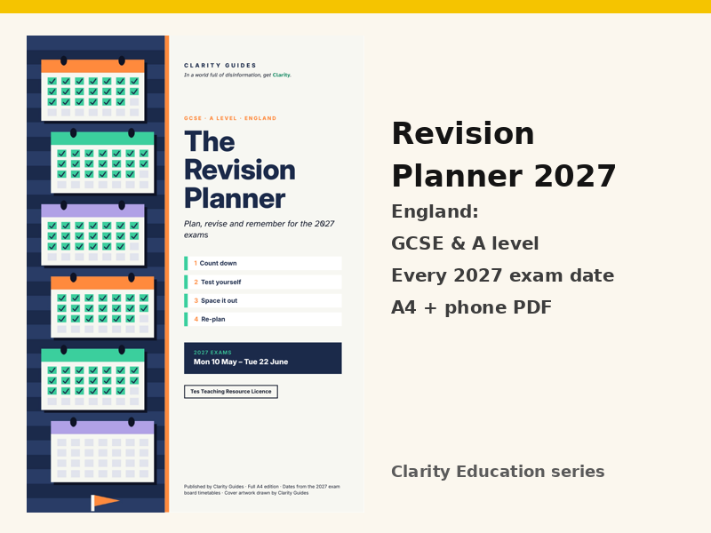 Revision Planner 2027: GCSE & A level (England) | Clarity Education series