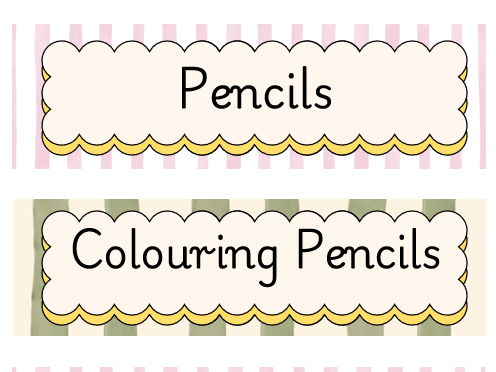 Green and Pink Striped Tray labels
