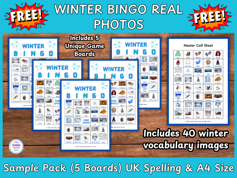 FREE Winter Bingo (UK Real Photos) EYFS & KS1