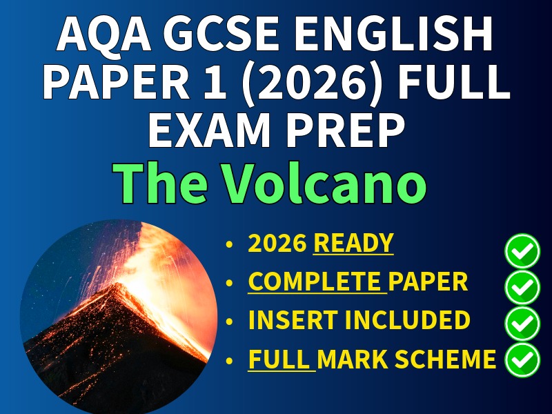 AQA GCSE English Language Paper 1 (2026) –The Volcano–Full Mock Practice Paper + Mark Schemes