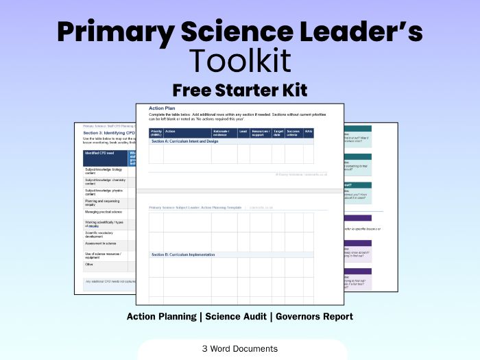 PrimaScience Subject Leader Toolkit: Starter Pack | Audit, Action Plan, Governor Report