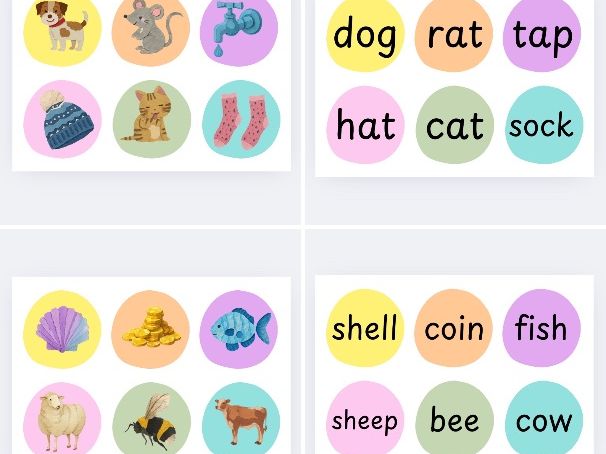 Phase 2 and 3 pastel word and picture discs