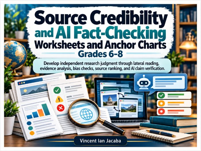 Source Credibility & AI Fact-Checking Worksheets and Anchor Charts | KS3 Years 7–9