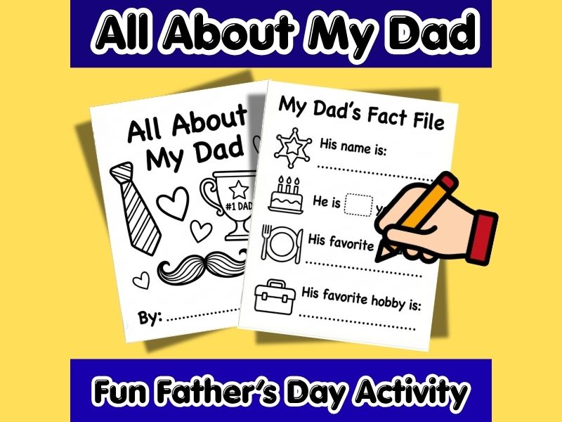 Fathers Day or Grandparents Day, All About My Dad Questionnaire - Preschool