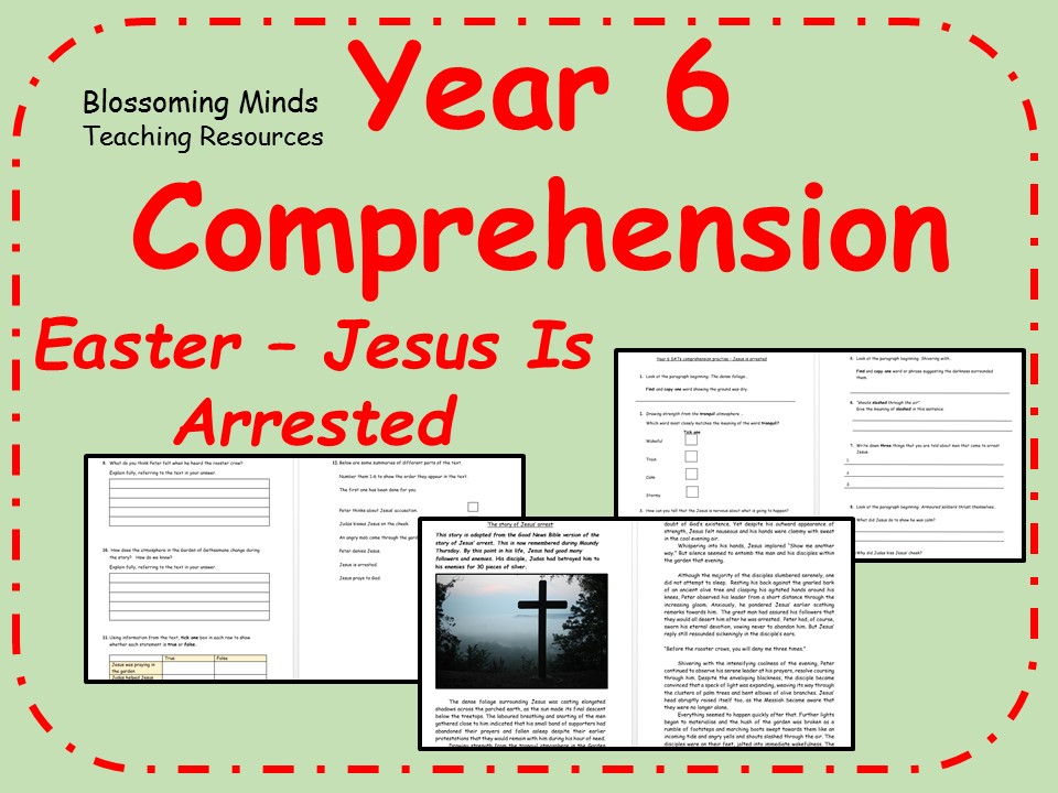 Year 6 sats comprehension easter jesus arrest by blossomingminds