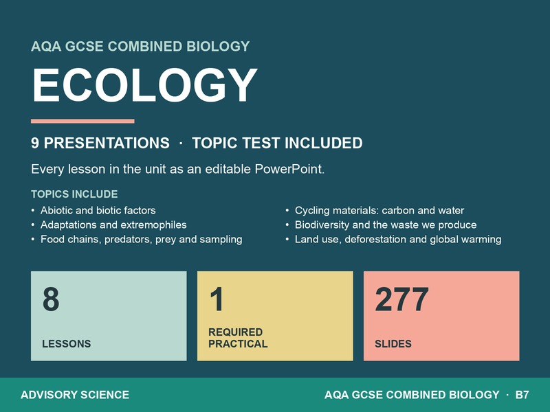 AQA GCSE Combined Science Biology B7 Ecology | 9 Lesson Presentations and Topic Test