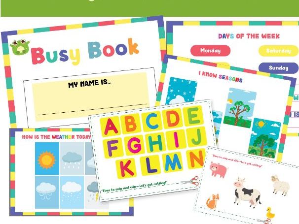 Busy Book Bundle Toddler Education Portfolio Workbook 70 Pages