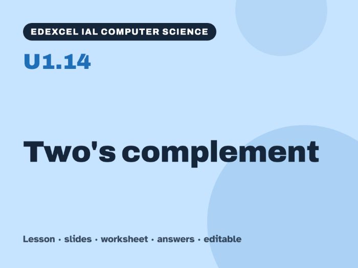 Edexcel IAL Computer Science – U1.14 Two's complement – Lesson & Worksheet