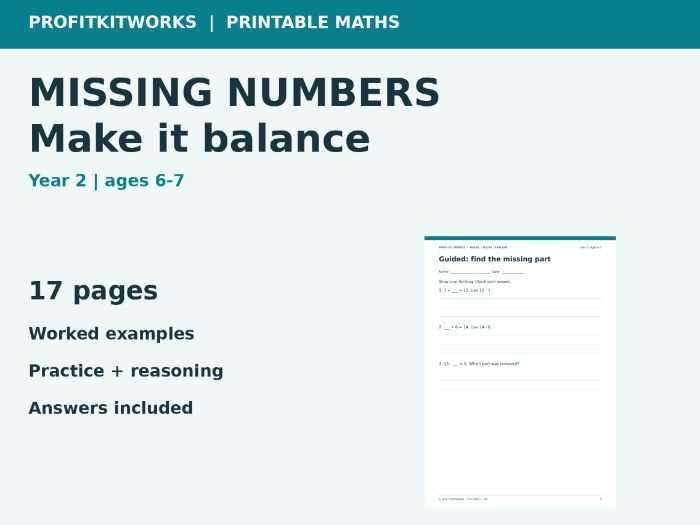 Year 2 Missing Numbers: Make Equations Balance