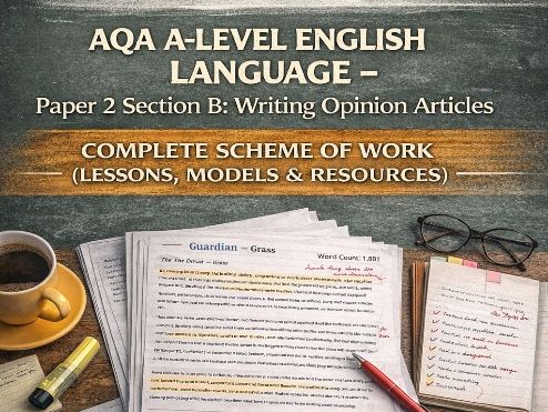 AQA A-Level English Language – Paper 2 Section B: Writing Opinion Articles | Complete Scheme of Work