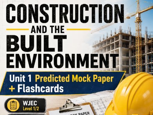 WJEC Level 1/2 Construction and the Built Environment Unit 1 Predicted Mock Paper +  Flashcards