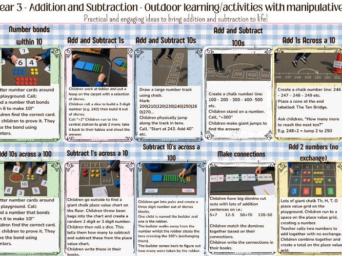 Maths outdoor activities and games for Addition and Subtraction unit