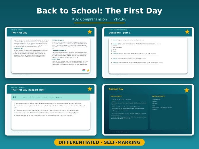 Back to School: The First Day — Reading Comprehension (KS2)