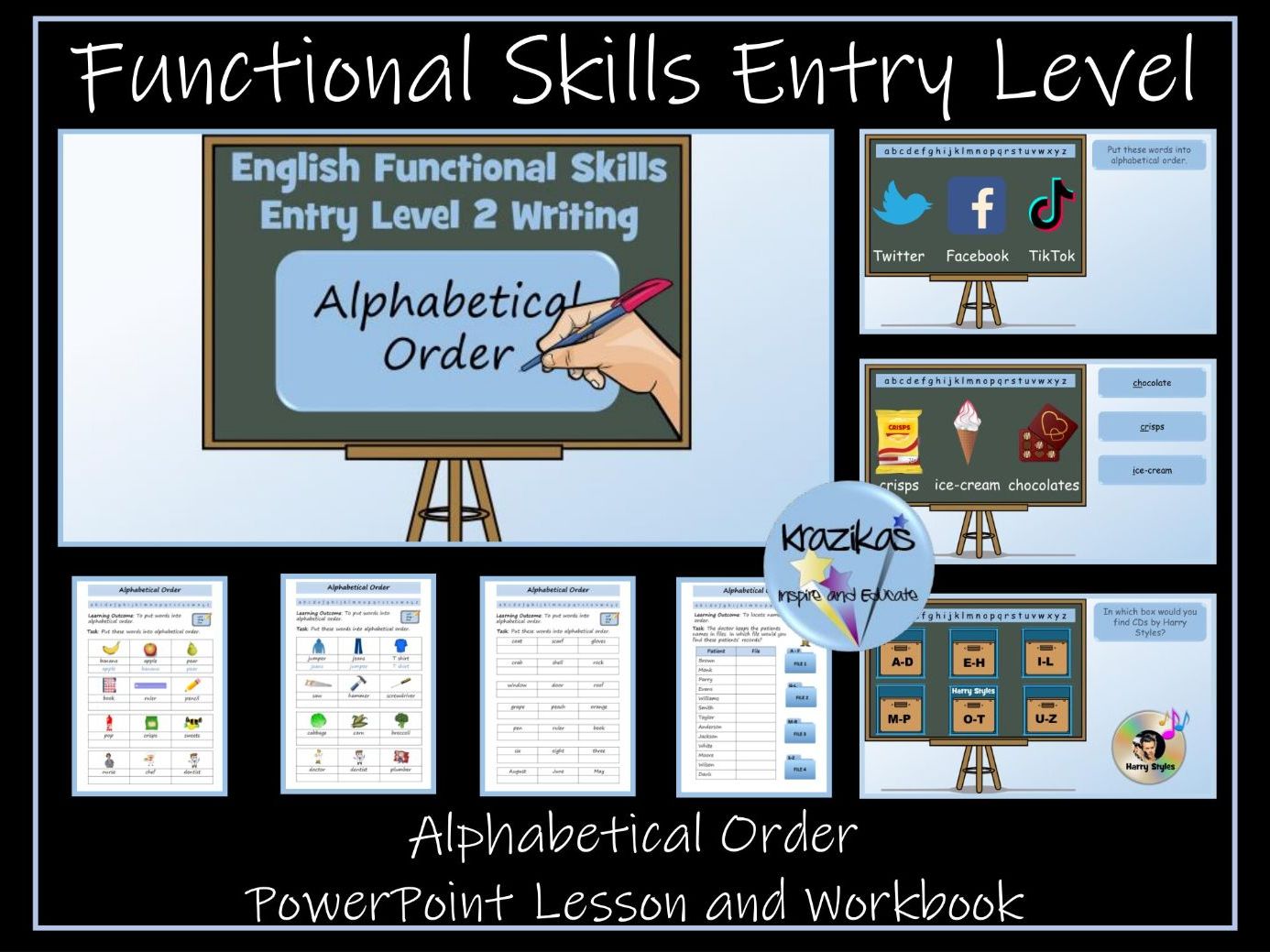 Functional Skills English - Entry Level 2 - Alphabetical Order - PowerPoint Lesson and Workbook