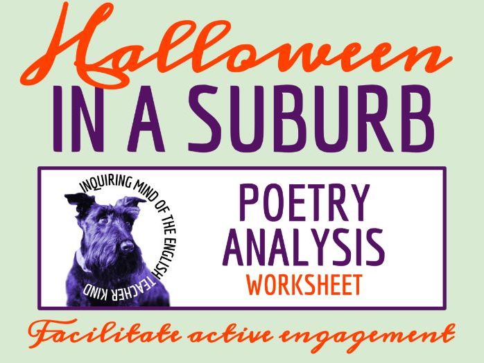 "Halloween in a Suburb" by H.P. Lovecraft Poetry Analysis Worksheet | Poem Activity for Autumn