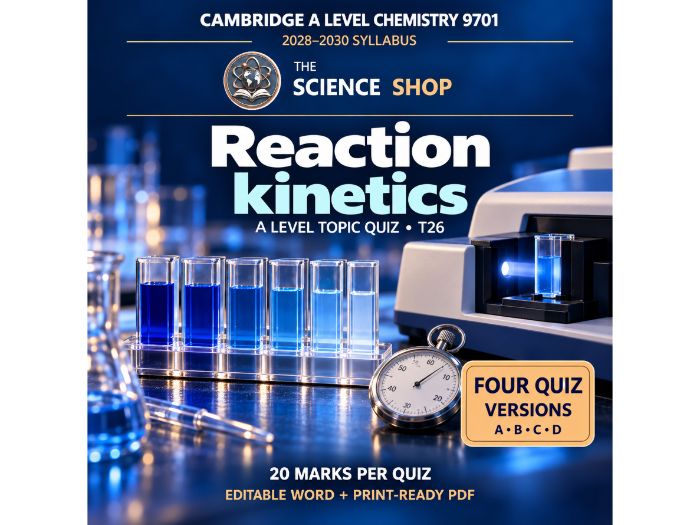 Reaction kinetics | Cambridge A Chemistry 9701 | 4 Revision Quizzes