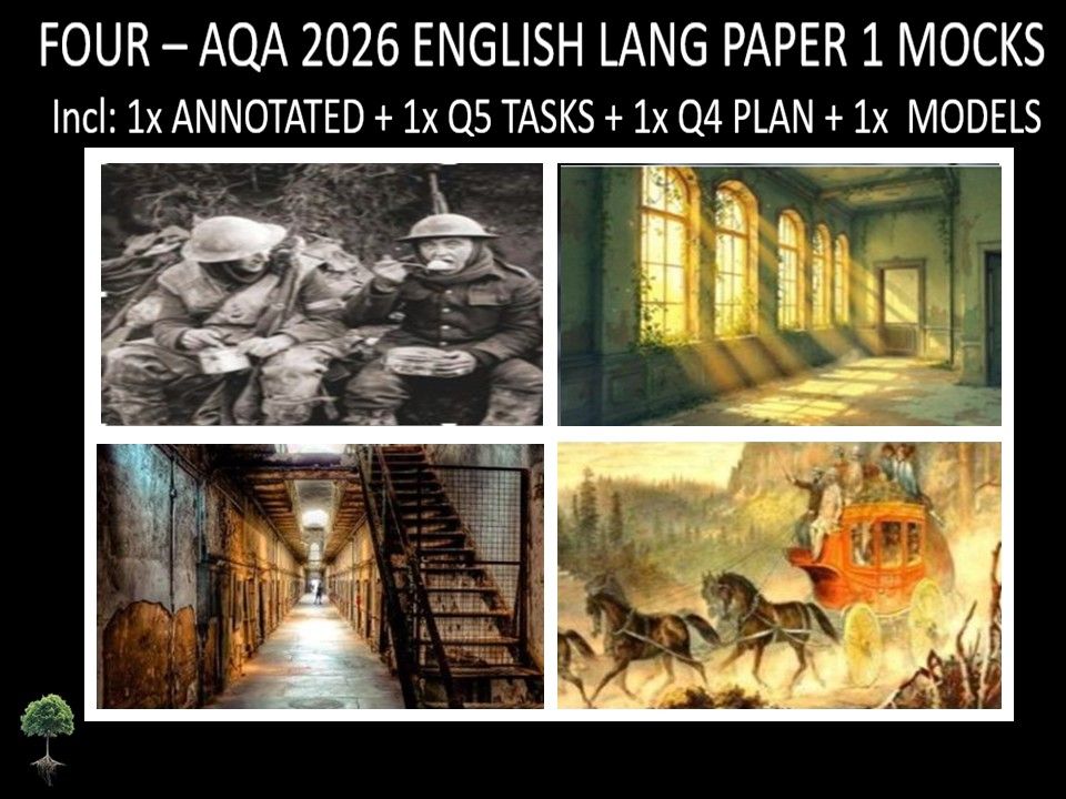 Four AQA 2026 English Language Paper 1  |  Annotated, Q5 Tasks, Q4 Plan, Models