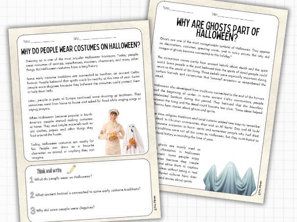 Halloween Nonfiction Reading Comprehension | Differentiated Informational Texts | History