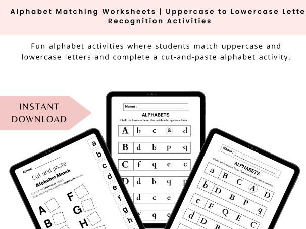 Alphabet Matching Worksheets | Uppercase to Lowercase Letter Recognition Activities