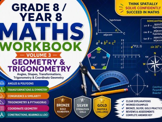 GRADE 8 / YEAR 8 MATHS WORKBOOK  VOLUME 3  GEOMETRY & TRIGONOMETRY