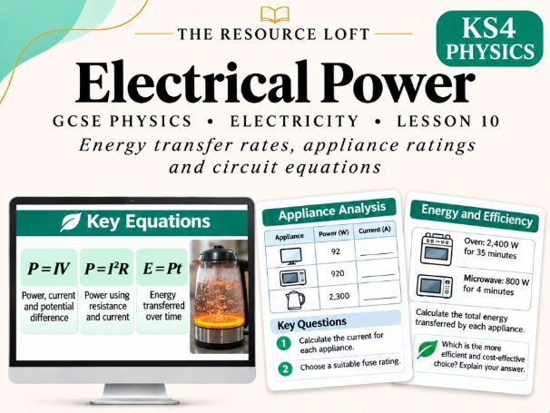 KS4 Physics | Electrical Power | PowerPoint & Differentiated Worksheets | AQA GCSE