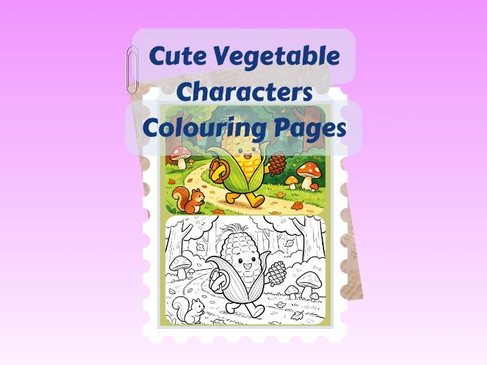 Cute Vegetable Characters Colouring Pages