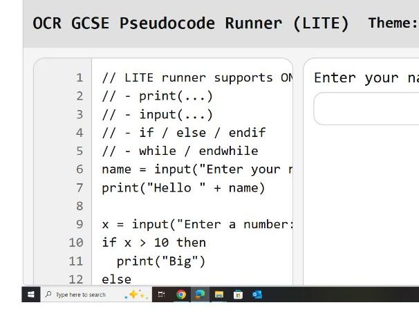 OCR J277 Pseudo code runner