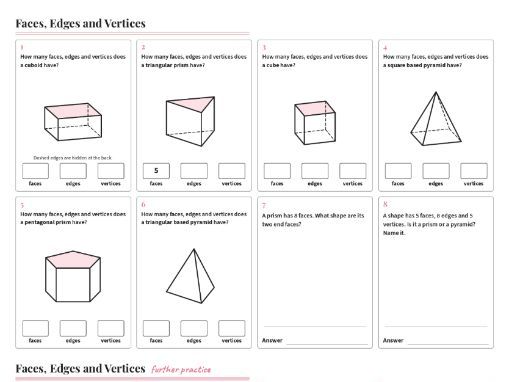 Faces Edges and Vertices Worksheet GCSE