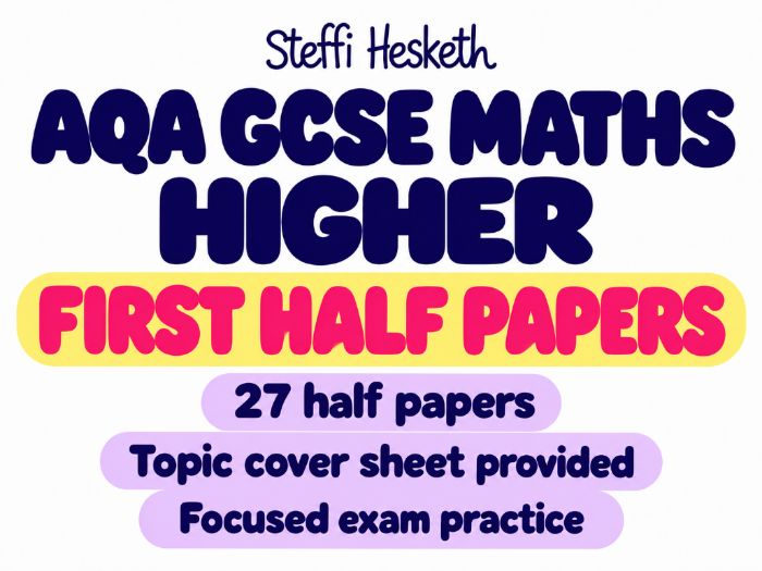 AQA GCSE Maths Higher First Half Papers – 27 Pack