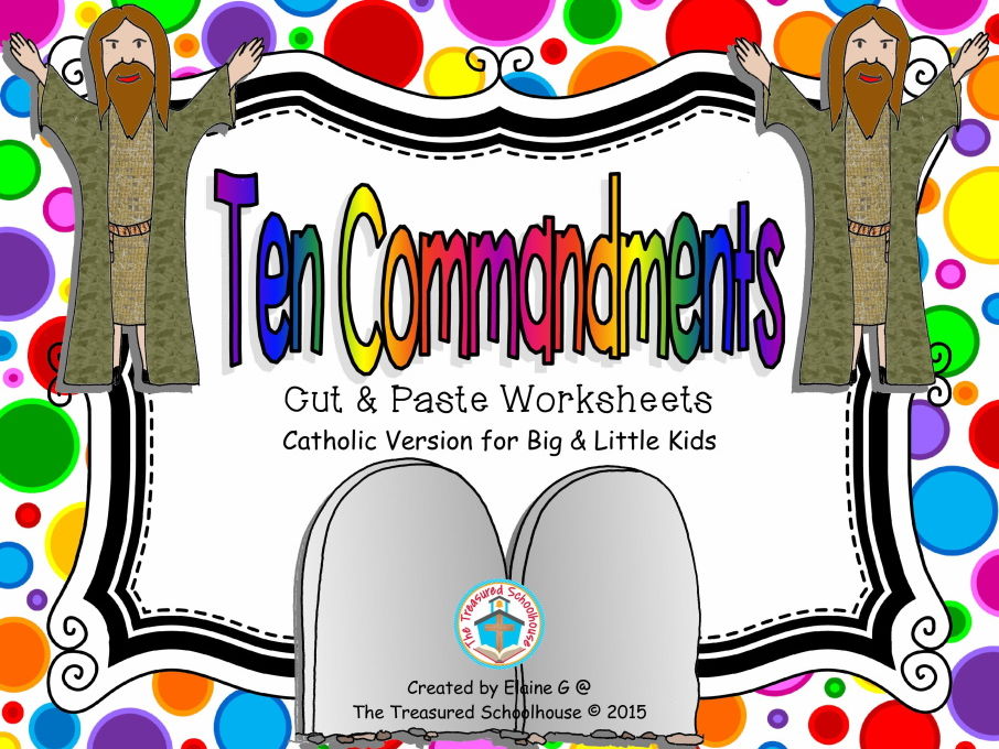 Ten Commandments Cut & Paste Worksheets for Kids Catholic Teaching
