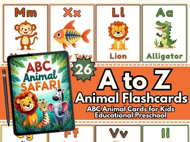 Printable Animal Flashcards A–Z | ABC Animal Cards for Kids in Back To School | Educational Prescho