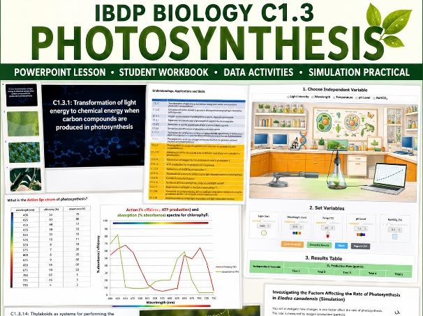 IBDP Biology C1.3 Photosynthesis Lesson Pack | PowerPoint + Student Workbook + Simulation Practical