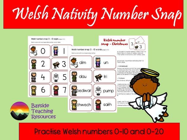 Welsh Christmas Number Matching Game Teaching Resources