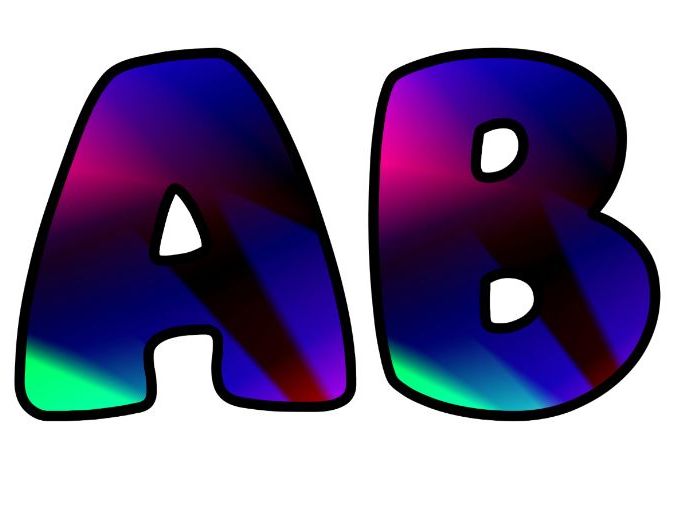 Blue Purple Artwork Lettering Set for Classroom Display | Upper & Lowercase, 0-9 and Signs