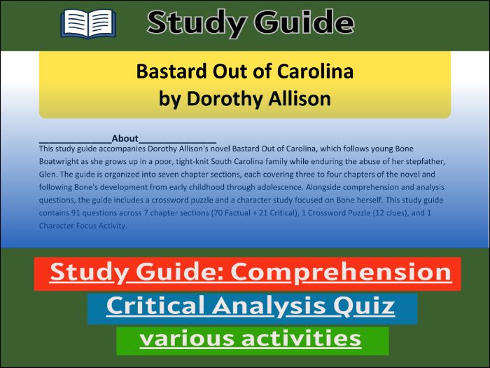 Bastard Out of Carolina by Dorothy Allison - Comprehension Test & Activities