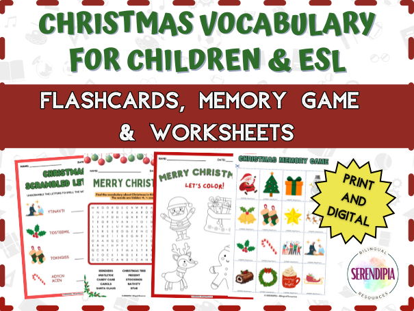 Christmas ESL Vocabulary Activities & Worksheets | Christmas Games & Printables For Children