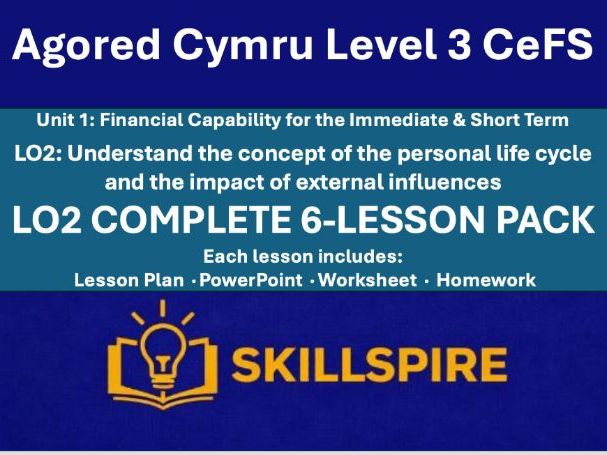 Agored Cymru CeFS Level 3 | Unit 1 LO2 | Life Cycle & External Influences | Complete 6-Lesson Pack
