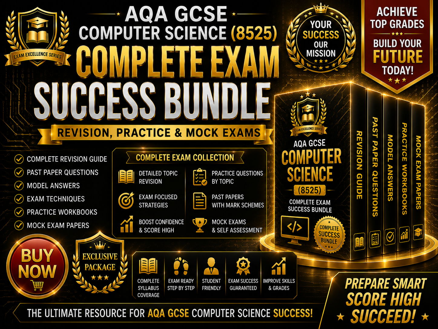AQA GCSE Computer Science (8525) Complete Exam Success Bundle | Revision, Practice & Mock Exams