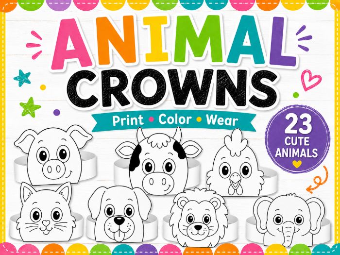 Animal Crowns | Printable Animal Headbands | Color and Wear Craft Templates