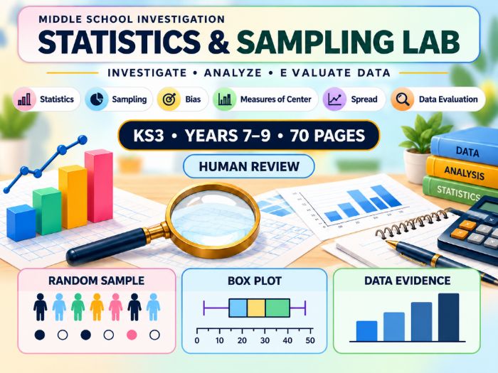 Statistics & Sampling Lab – KS3 Maths – 70 Pages