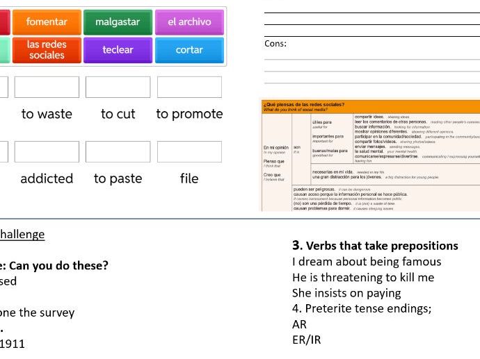 AQA A level Spanish starter Unit 2.1 Las diferentes caras de internet