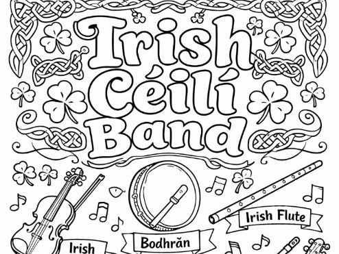Irish traditional music instruments- céilí band colouring sheet ST PATRICK'S DAY
