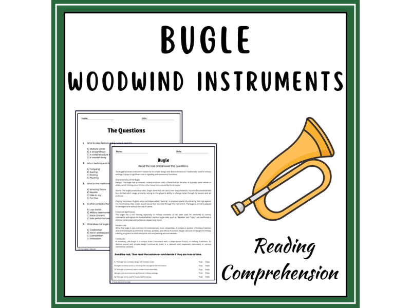Bugle Reading Comprehension Passages & Questions Worksheets | Teaching ...