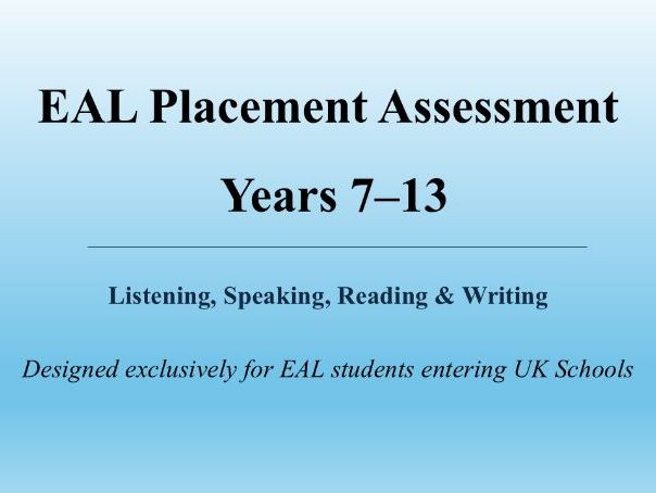 Secondary EAL Placement Assessment for Years 7 to 13 | Ready to administer