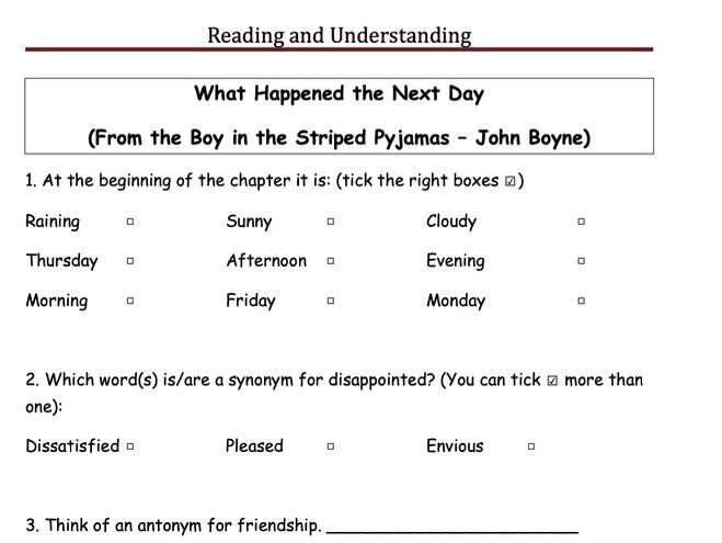 John Boyne - The Boy in the Striped Pyjamas worksheet