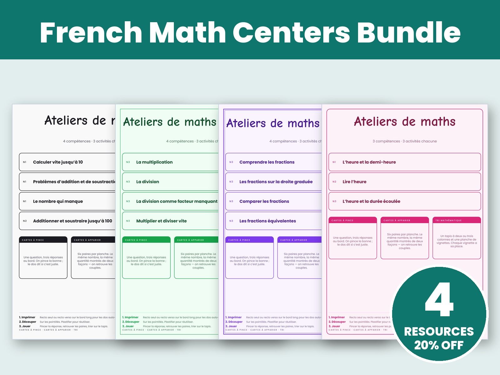 French Math Centers Bundle