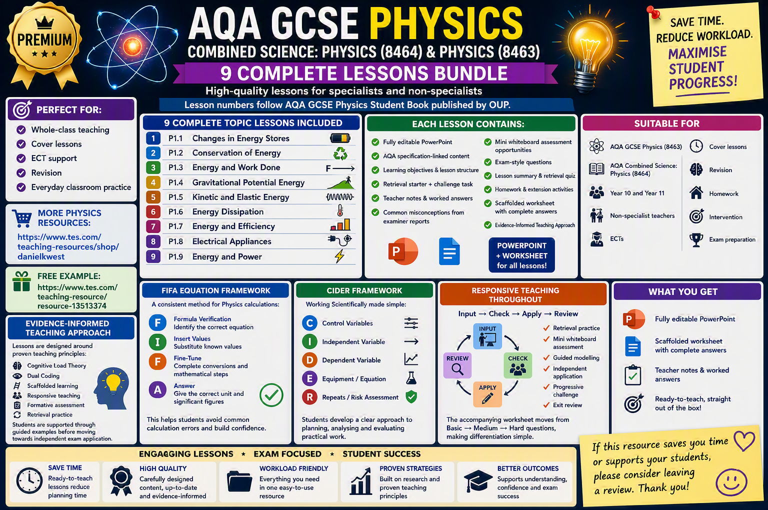P1 Conservation and Dissipation of Energy (AQA 1-9 Combined Trilogy & Separate Physics)