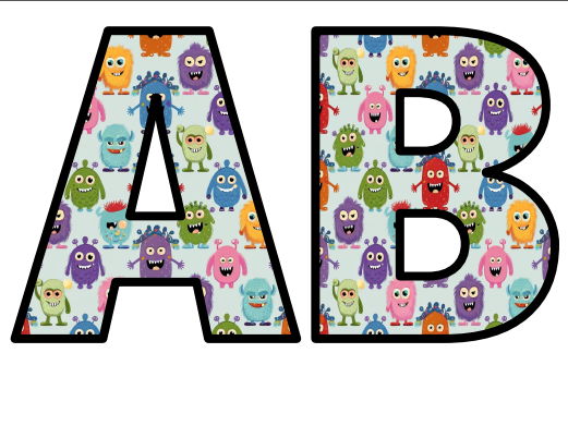 Cute Monsters Lettering Set Display Title Letters Numbers Signs ...