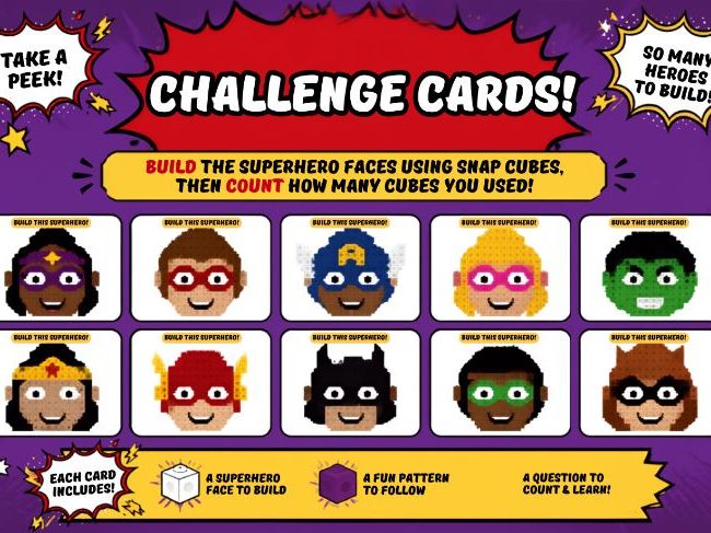 Superhero Snap Cube Challenge Cards