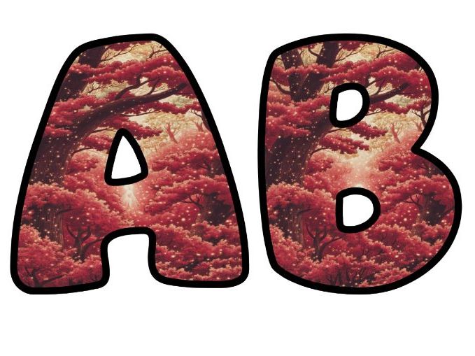 A Vintage Red Forest Themed Lettering Set | Classroom Display | Upper & Lowercase, 0-9